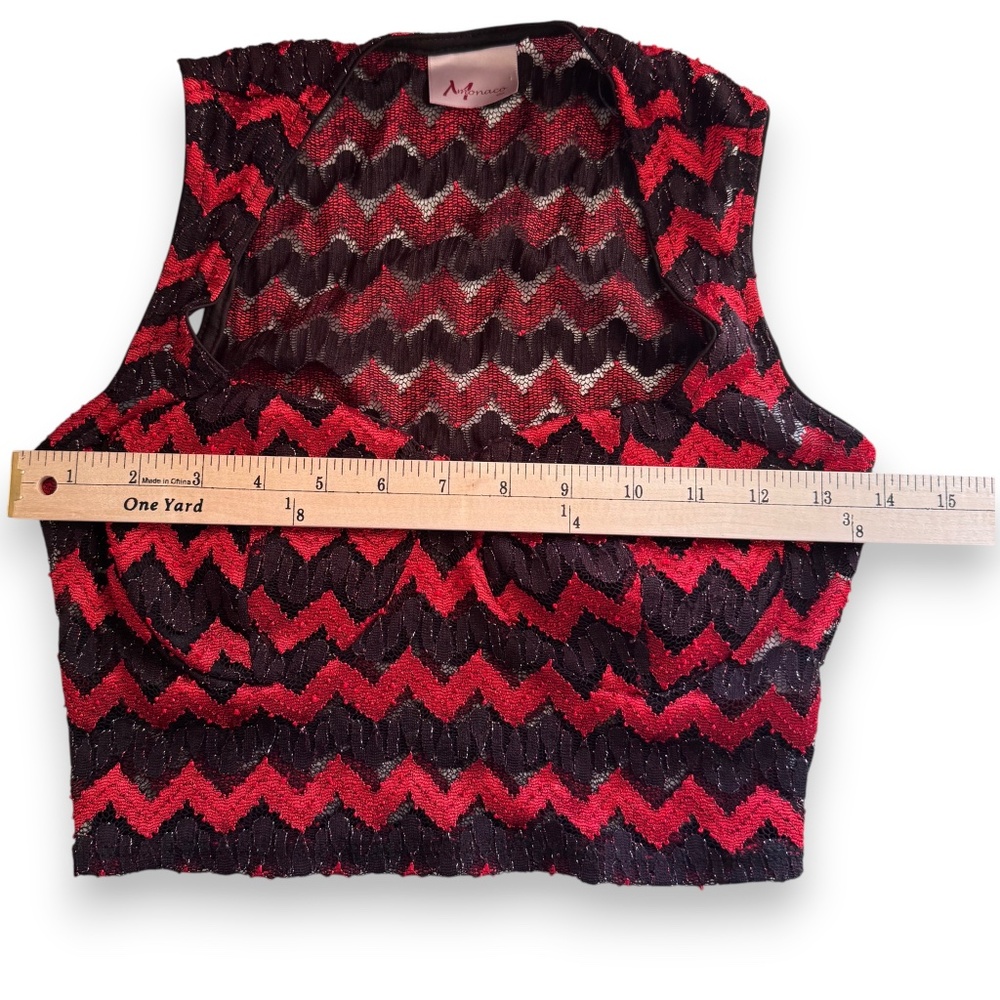 MONACO Red Black Lace Crop Top Bustier Size S - Picture 7 of 8